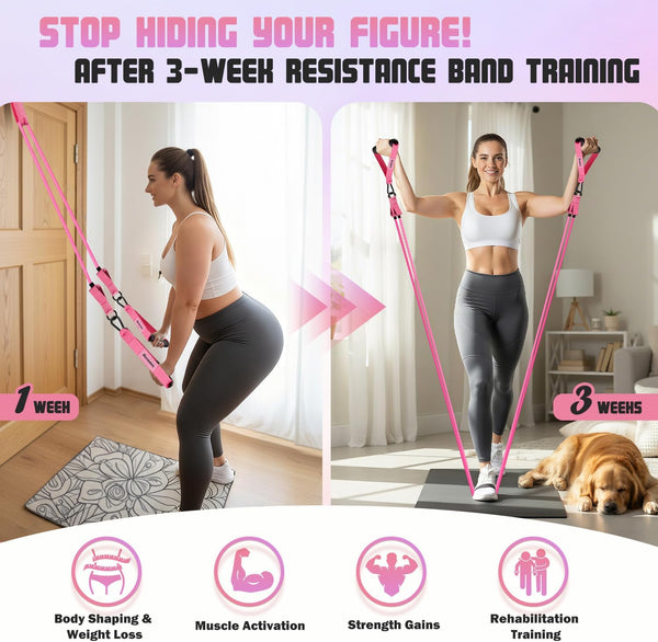 Resistance Bands, Exercise Bands with Handles for Working Out, Fitness Bands for Women, Workout Equipment Home Gym, Training Bands with Door