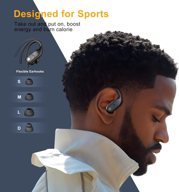 Wireless Earbuds Bluetooth Headphones 130Hrs Playtime with 2500Mah Wireless Charging Case LED Diaplay Hi-Fi Waterproof over Ear Earphones for