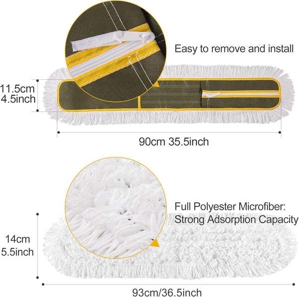 36" Microfiber Mop Pads 2 Pieces Just Fit CLEANHOME Industrial Dust Mop: B08R3F1Zzm,Green