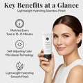 Jerome Alexander My Color Self-Adjusting Foundation, Hydrating & Lightweight Face Makeup, Skincare-Infused, with Kabuki Brush, Light, 1 oz 01 Light