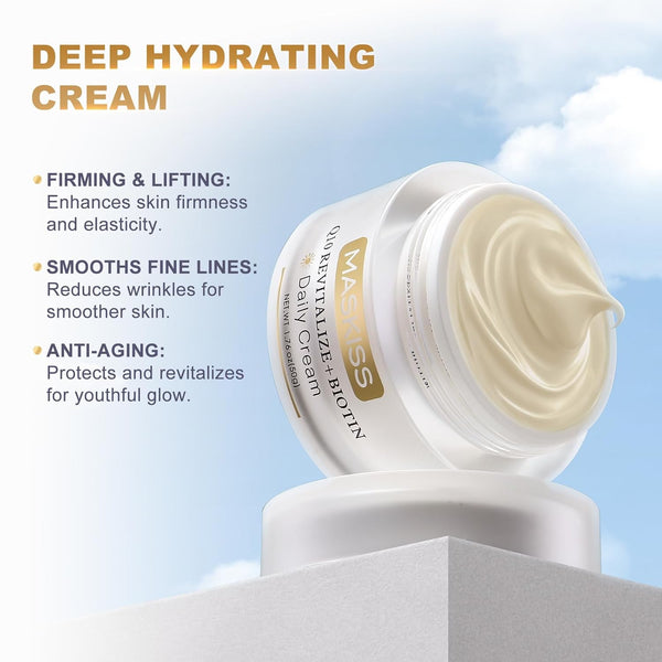 Q10 Anti-Wrinkle Face Cream, Unscented Anti-Aging Face Moisturizer for Sensitive Skin, Firming Face and Neck Cream, 1.76 Oz Jar