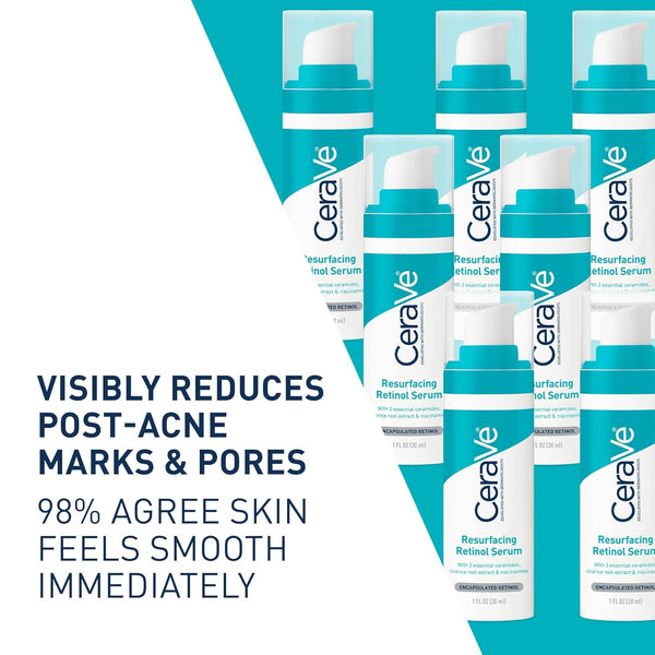 Cerave Resurfacing Retinol Serum for Post Acne Marks, Formulated with Licorice Root Extract & Niacinamide, Brightening Serum & Pore Minimizer for