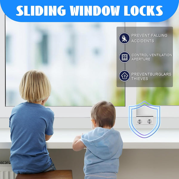 Sliding Window Locks (6 Sets), Window Locks for up and down Windows and Horizontal Windows, Window Security Bars, Window Security Lock with