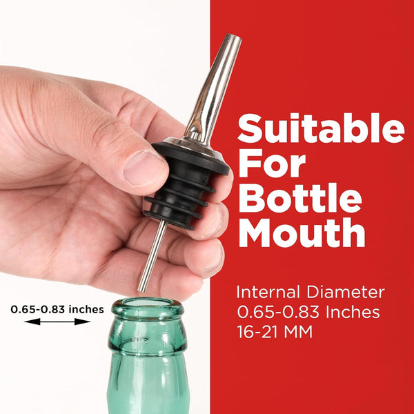 48 Pack Stainless Steel Bottle Pourers for Alcohol, Liquor, and Wine - Bar Accessories, Spouts for Bottles and Dispensers