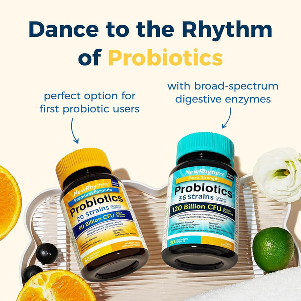 Newrhythm Probiotics 50 Billion CFU 20 Strains, 60 Veggie Capsules, Targeted Release Technology, Stomach Acid Resistant, No Need for