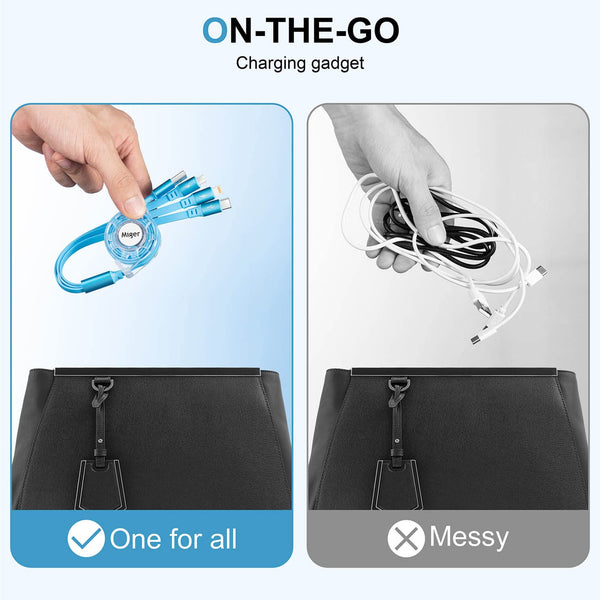 USB C Multi Fast Charging Cable 4A [2Pack/4Ft] Retractable Multi Charger USB a to Type C/Lightning/Micro USB Ports 3 in 1 USB Cable for Samsung