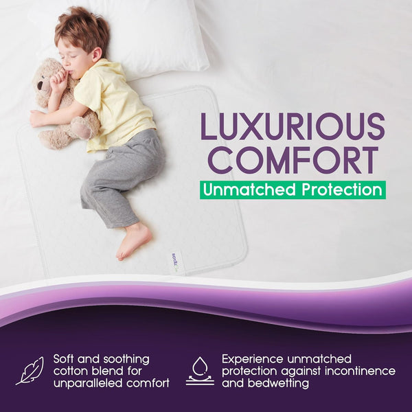 Incontinence Bed Pads - 18X24 | Cotton Blend | Washable Bed Pads for Adults, Children, Pets and Seniors Waterproof | Pack of 4, Blue, by Royal Care