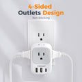 USB Wall Charger, Wall Plug Adapter Outlet Extender, TESSAN 3 Charger Block (1 USB C Port), Multi Charging Station for Cruise, Bathroom, Office,