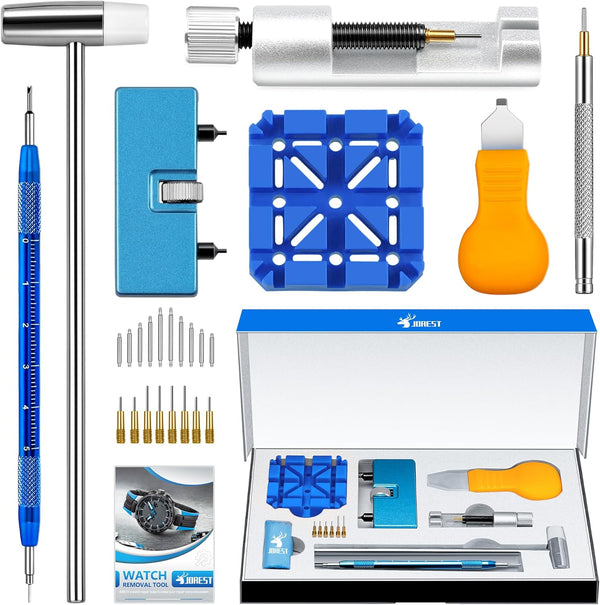 JOREST Watch Repair Tool Kit for Battery Replacement, Strap Adjustment Resizing, Watch Link Pin Remover, Watch Opening, Pry Knife Case Opener for