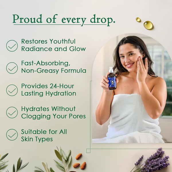 Ancient Greek Remedy after Shower Body Oil for Women - Organic Face Oil & Body Moisturizer for Dry Skin with Sweet Almond, Jojoba, Olive, Lavender
