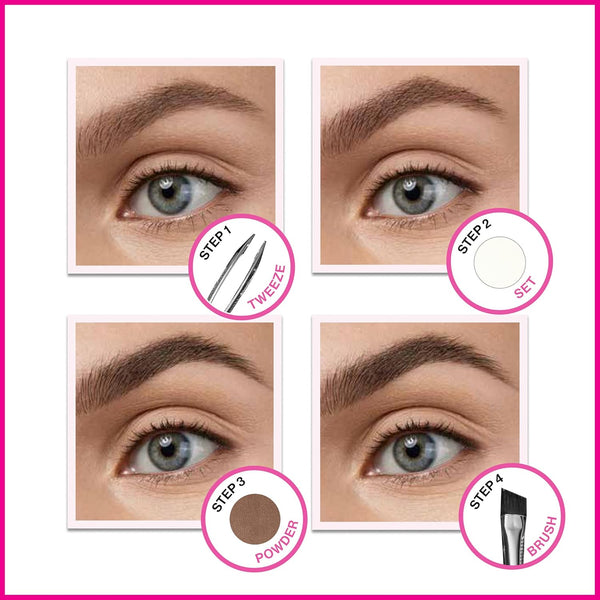 Wet N Wild Ultimate Eyebrow Makeup Kit, Long-Lasting Matte Brow Powder, Tweezers, Wax & Brush, Built-In Mirror, Purse-Friendly Compact - Dark Brown