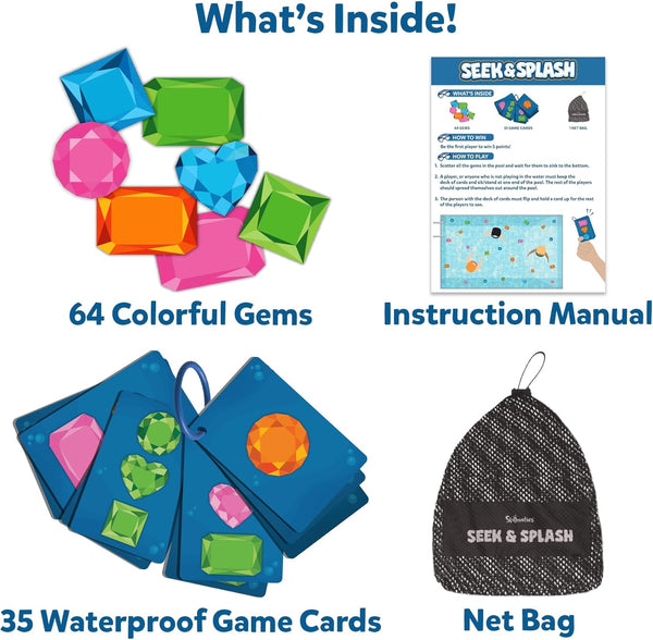 Skillmatics Seek & Splash Diving Gem Toys - Underwater Search and Find Game, Perfect for Swimming Pool & Summer Fun for Kids, Gifts for Boys &