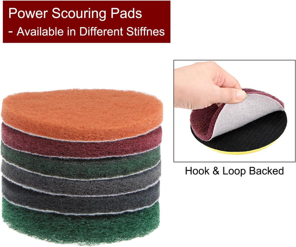 HARFINGTON 15Pcs Drill Power Brush 4 Inch Tile Scrubber Scouring Pads 320-400 Grit for Bathroom Kitchen Household Cleaning