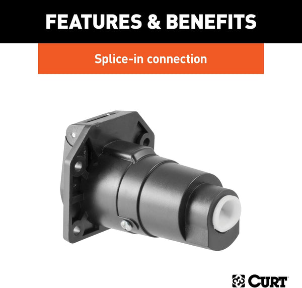 CURT 58150 Vehicle-Side 7-Pin RV Blade Trailer Wiring Harness Connector
