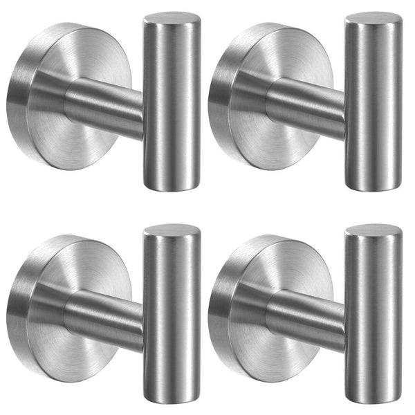 Kruodop Towel Hooks for Bathroom,4 Packs Wall Mount Towel Holder,Black Matte Wall Robe Hook,Stainless Steel Heavy Duty Door Hanger Towel Hook for