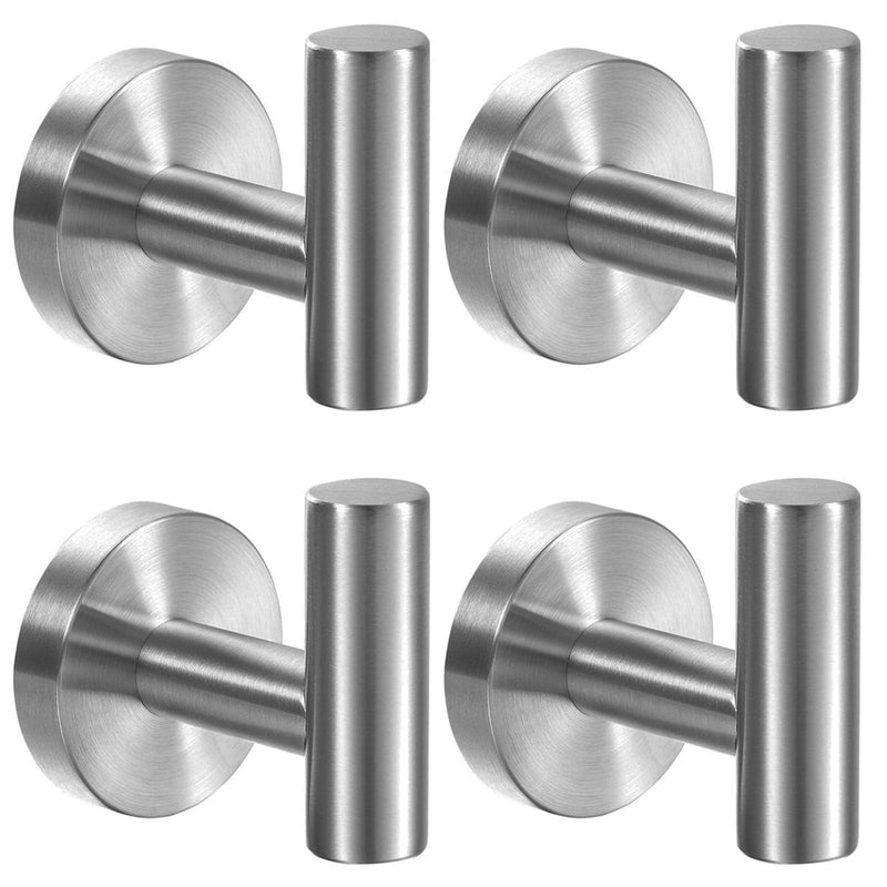 Kruodop Towel Hooks for Bathroom,4 Packs Wall Mount Towel Holder,Black Matte Wall Robe Hook,Stainless Steel Heavy Duty Door Hanger Towel Hook for