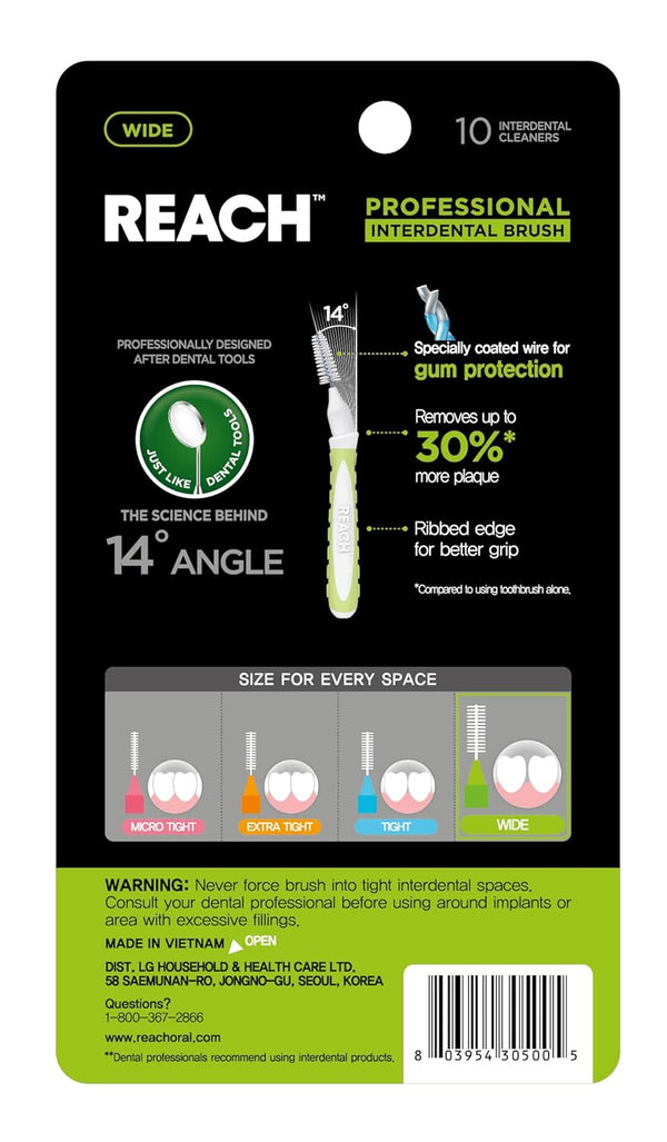 Reach Interdental Brush Cleaners, 1.3Mm, Wide, Sensitive Gum Protection, Plaque Remover for Teeth, Braces Flossers, Braces Brush, Dental