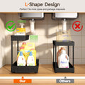 3 Pack Multi-Purpose Under Sink Organizers and Storage, 2026 L-Shaped Pull Out Cabinet Organizer for Bathroom & Kitchen, Under Cabinet Organizer