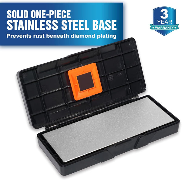 SHARPAL 156N Double-Sided Diamond Sharpening Stone Whetstone Knife Sharpener | Coarse 325 / Extra Fine 1200 Grit | Storage Case with Nonslip Base