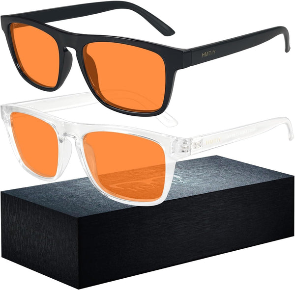 2 Pack Blue Light Glasses Men Woman, Computer Gaming Glasses Men, Blue Ray Filtering Amber Lens anti Eye Strain