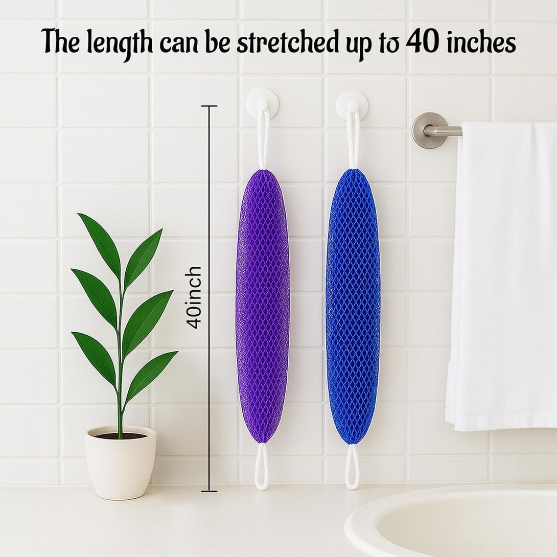 Yiclick African Net Sponge Authentic with Knots 2 Pack - Exfoliating Body Scrubber, Exfoliating Washcloth Towel, Knotted Rags Wash Cloth Loofah Sponge for Body Scrub, Back Scrubber for Shower Bath