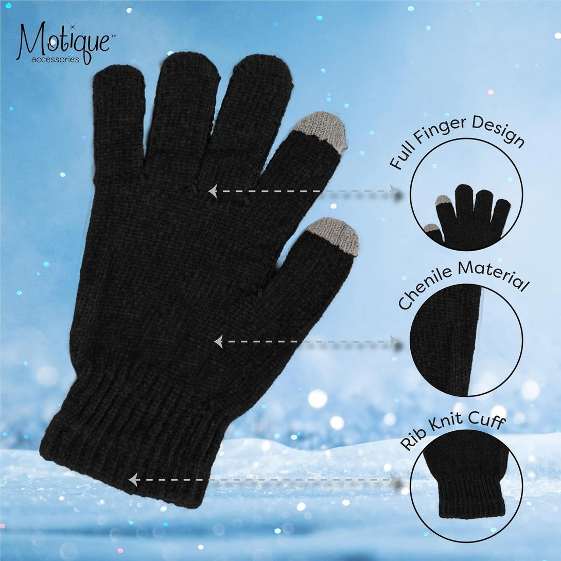 Motique Accessories Chenille Gloves Women Winter Magic Warm Gloves