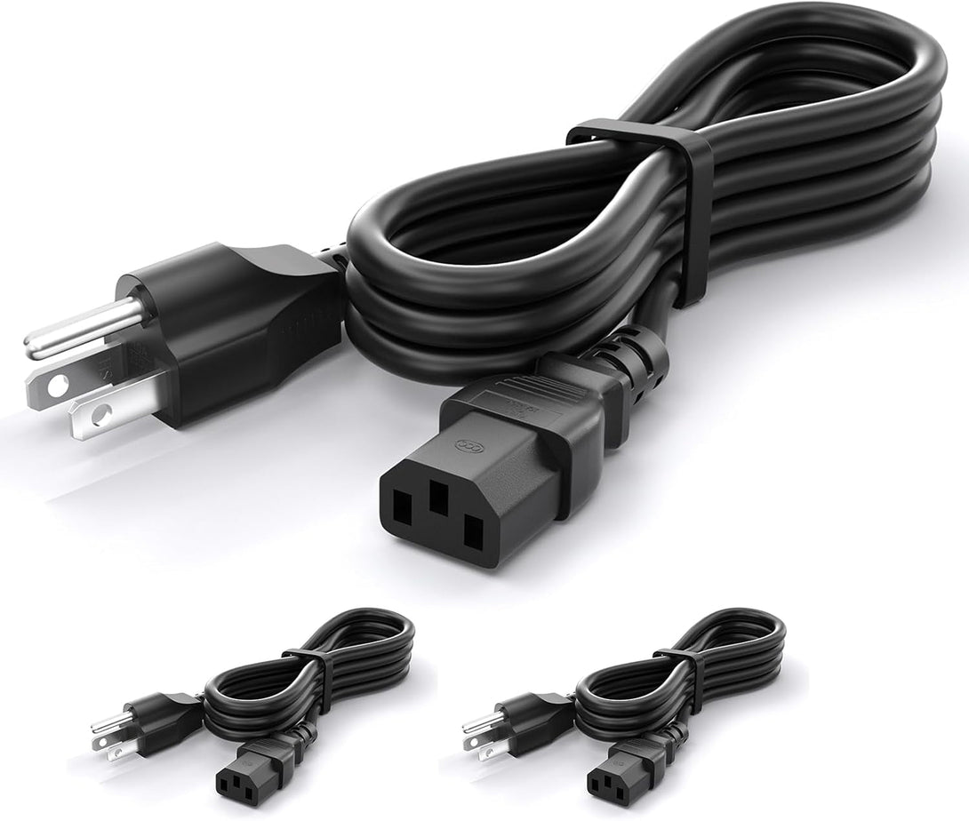 Computer Power Cord - 4FT, 3 Pack 3 Prong AC Power Cable Made for Dell, Samsung, LG, Sony & More Computer Monitors - NEMA 5-15P to IEC60320 C13, Reliable Power Supply for Monitors