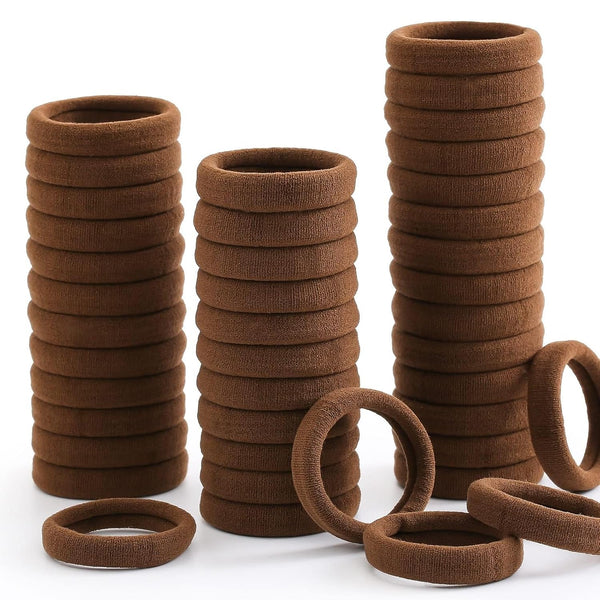 100 Pcs Thick Seamless Hair Ties, Ponytail Holders Hair Accessories No Damage for Thick Hair (Dark Brown Colors)