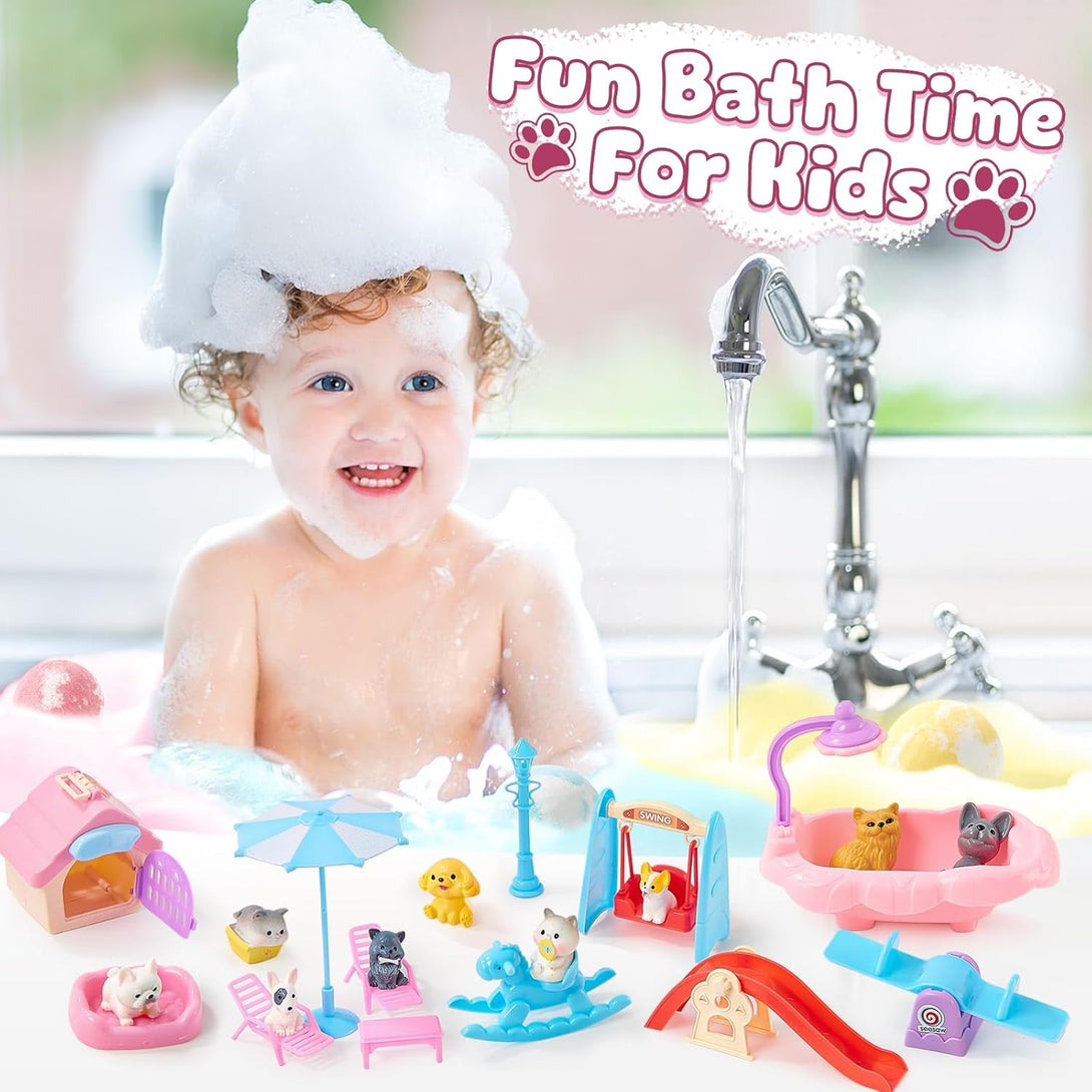 Bath Bombs for Kids with Surprise inside for Girls Boys, 12 Pack Kids Bath Bombs with Dog & Cat Toys Pretend Playset Handmade Bubble Bath Fizzies Birthday Christmas Gift Set