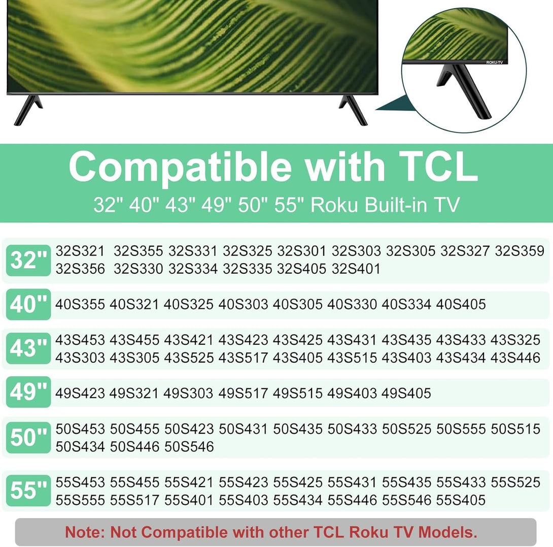 TV Legs for TCL Roku TV Stand Legs 32" 40" 43" 49" 50" 55" 32S301 32S305 32S321 32S325 32S330 40S305 43S325 43S421 43S425 49S423 49S321 50S423 55S421 Base Stand with Screws