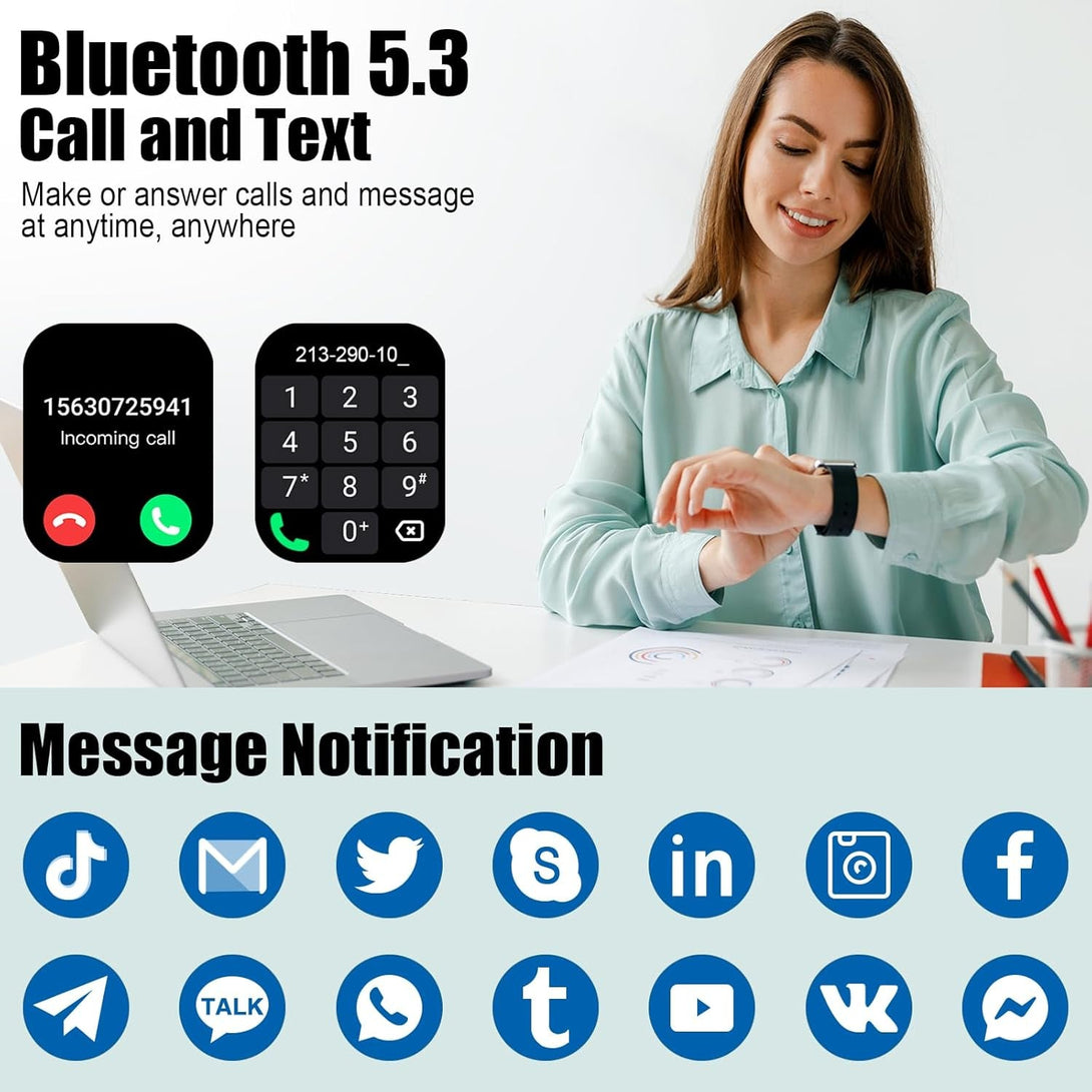Smart Watch for Men Women, 1.96" Fitness Tracker Running Watch (Answer/Make Call), IP68 Waterproof, Pedometer, Sleep/Step/Activity/Heart Rate Monitor, 110+ Sport Modes Smartwatch for Adroid Ios Phone