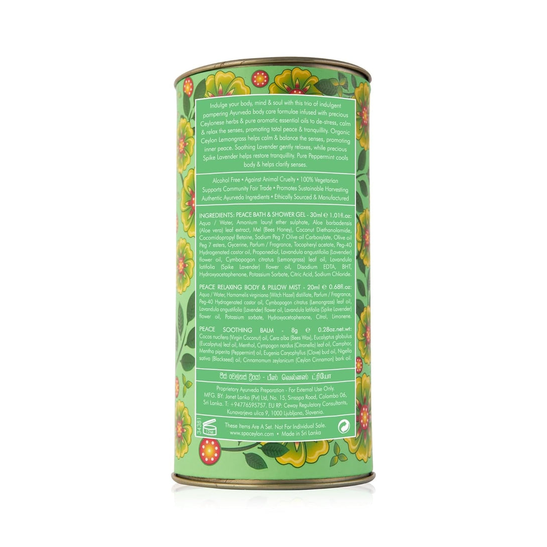 SPA CEYLON Peace Wellness Trio Set | Spa Essentials | Body Care | Ayurvedic | Natural Ingredients | Pampering Kit | Gifting