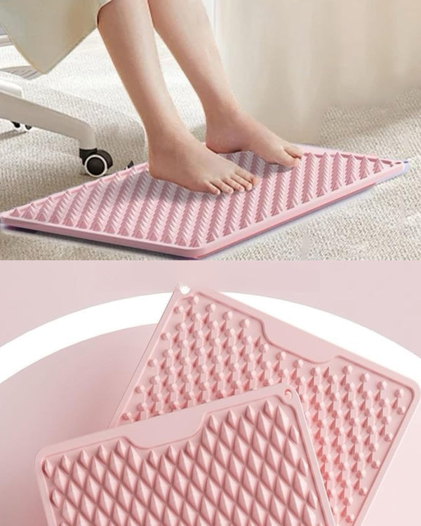 Silicone Acupressure Foot Massage Mat – Dual-Sided Reflexology Mat with Star & Diamond Bumps, Washable Relief Pad for Plantar Fasciitis, Heel Pain, Standing Desk – Connectable Design (Pink, M)