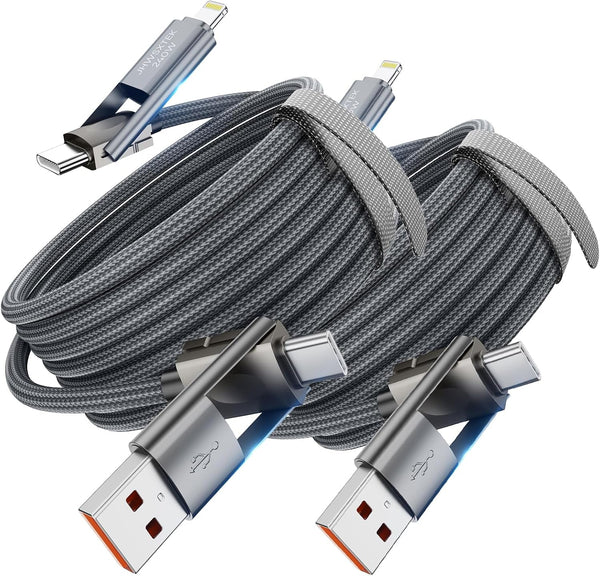 4 in 1 Charging Cable,240W USB to USB C Cable 10 Ft,Fast Charging Multi Charger Cord with Type C/USB A/L Port for Iphone 16/15/14 Series Macbook Ipad Pixel Samsung Switch PS5 Tablet and More