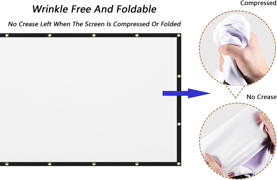 120 Inch Projector Screen 16:9 Foldable Anti-Crease Portable Projector Movies Screens for Home Theater Outdoor Indoor Support Double Sided Projection