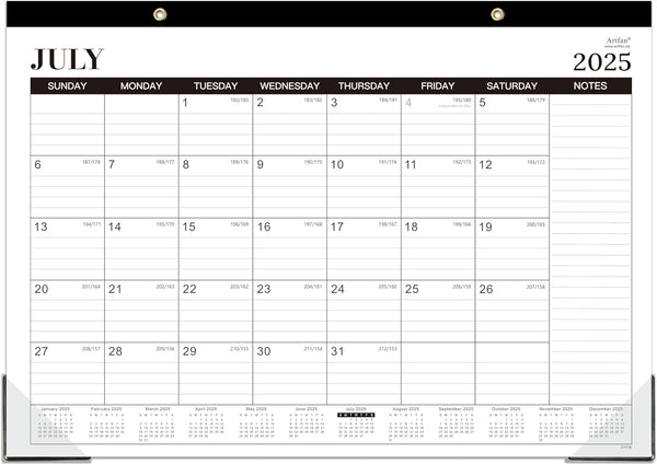 2025-2026 Desk Calendar - Desk Calendar 2025-2026, Jul.2025 - Dec.2026, 18 Monthly Desk/Wall Calendar 2-In-1,16.8" X 12", Thick Paper with Corner Protectors, Large Ruled Blocks - Classic Black