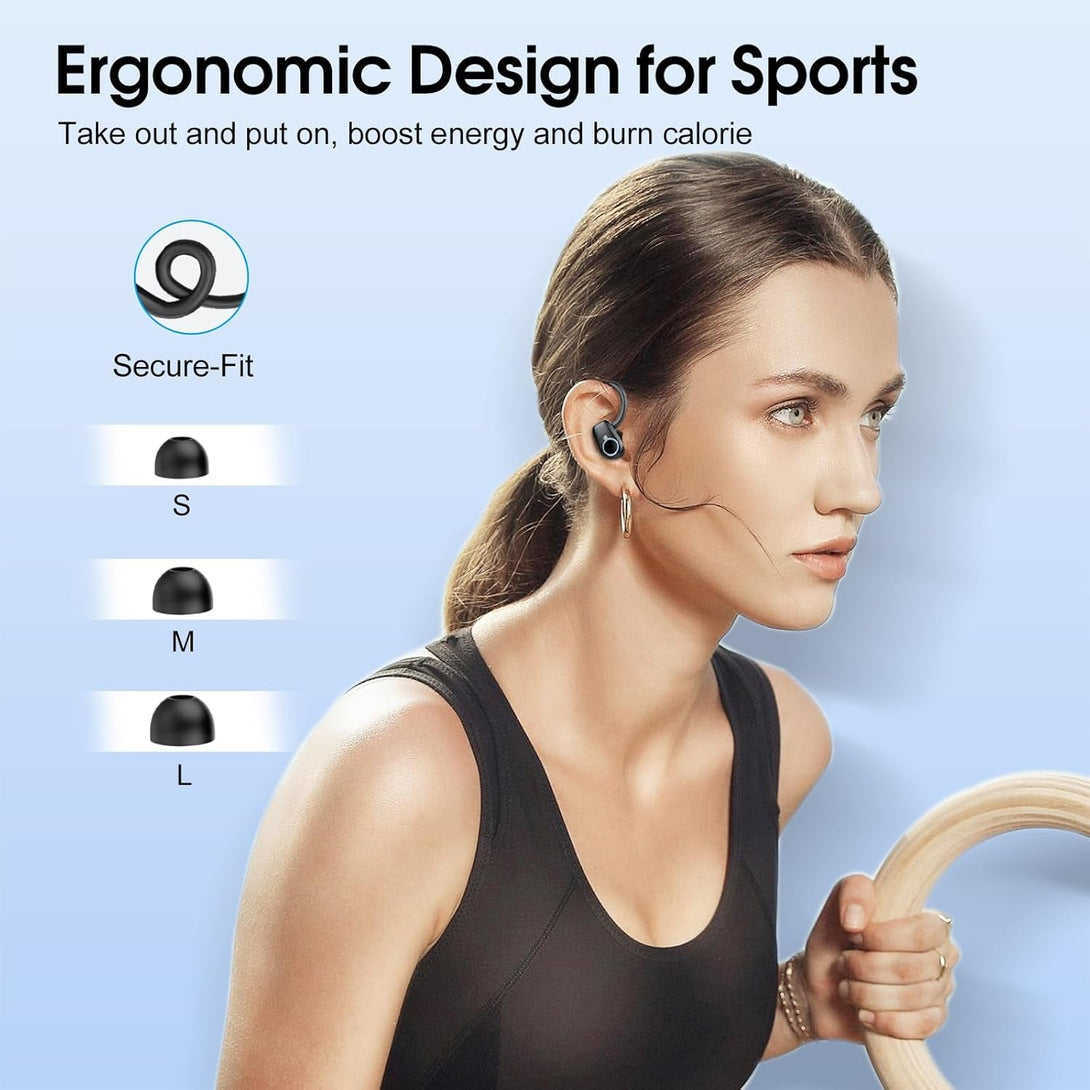 Wireless Earbuds, 2025 Ear Buds Bluetooth 5.3 Headphones Sport, 50H Playtime Bluetooth Earbuds, HD Stereo Noise Cancelling Earbud, Dual LED Display, IP7 Waterproof Earphones Android IOS, Pitch Black
