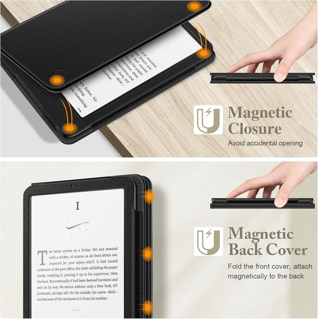 Fintie Case for 7"/6.8" Kindle Paperwhite(12Th/11Th Generation-2024/2021) and Kindle Colorsoft Signature Edition -Slim Foldable Stand Cover Auto Wake/Sleep for Paperwhite 2024, Black