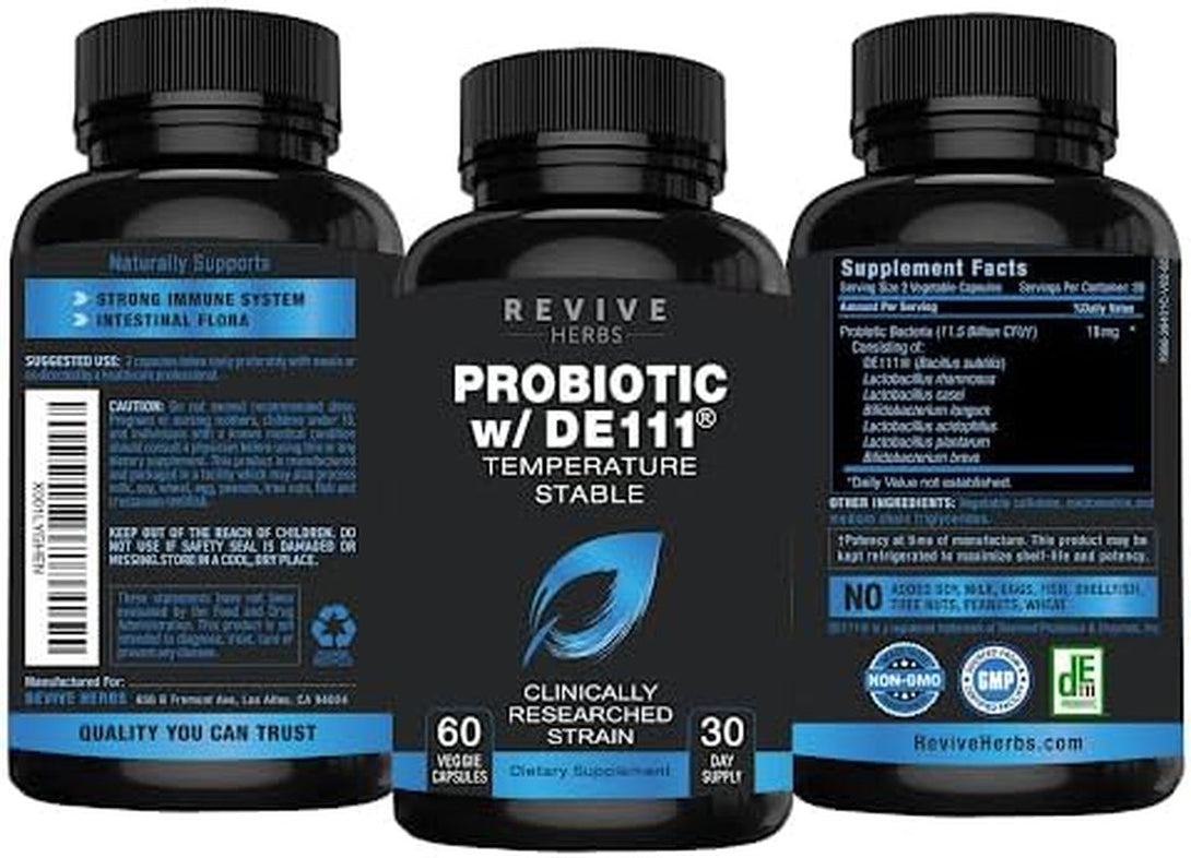 Advanced Probiotic with DE111 Strain (Bacillus Subtilis). Spore Forming Probiotic. No Refrigeration Needed. 11.5 Billion Organisms. Probiotics for Women and Men. 60 Vegetable Capsules.