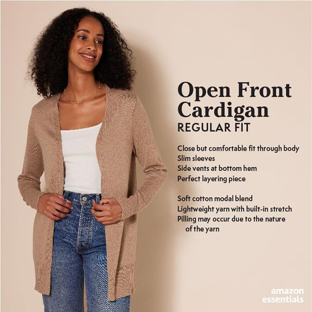 Amazon Essentials Women'S Lightweight Open-Front Cardigan Sweater (Available in plus Size)
