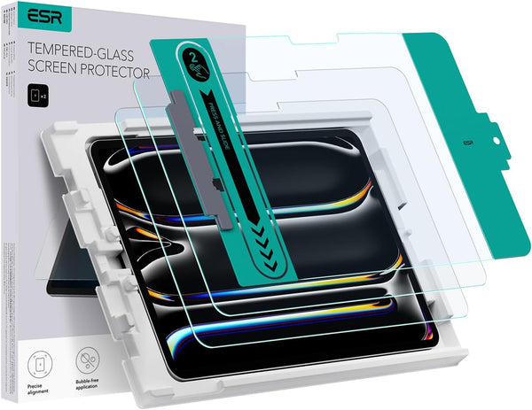 ESR 2 Pack Screen Protector for Ipad Pro 11 Inch M4 2024, Tempered Glass Film with Easy Application Tray, Scratch Resistant, HD Clarity