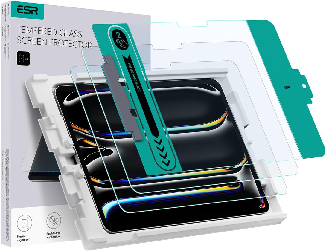 ESR 2 Pack Screen Protector for Ipad Pro 11 Inch M4 2024, Tempered Glass Film with Easy Application Tray, Scratch Resistant, HD Clarity