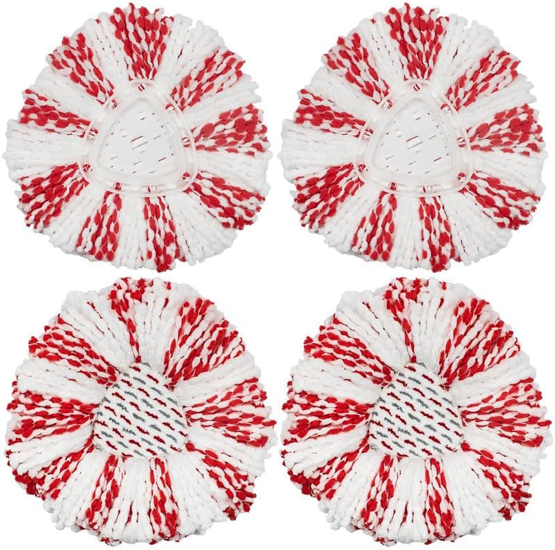 4-Pack Mop Replacement Heads Compatible with Ocedar Easywring 1-Tank Spin System, up 40% More Cleaning Power Mop Replace Head, Microfiber and Machine Washable Deep Cleaning Mop Refills (Red)
