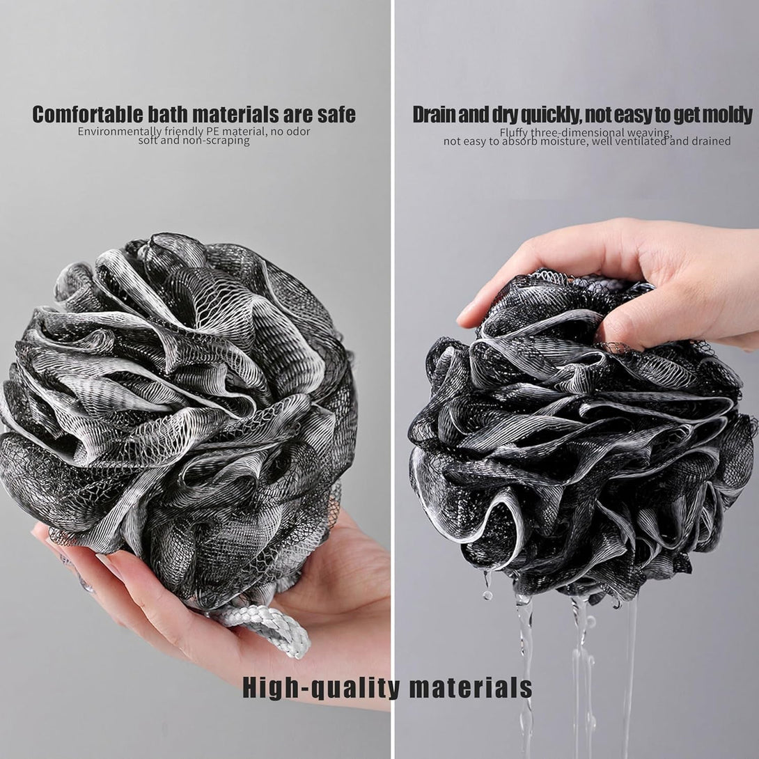 2Pcs Bath Loofah Sponge Shower Loofahs Bath Sponges 60G for Body Washing Exfoliate Cleanse Soothe Skin (Black Green)
