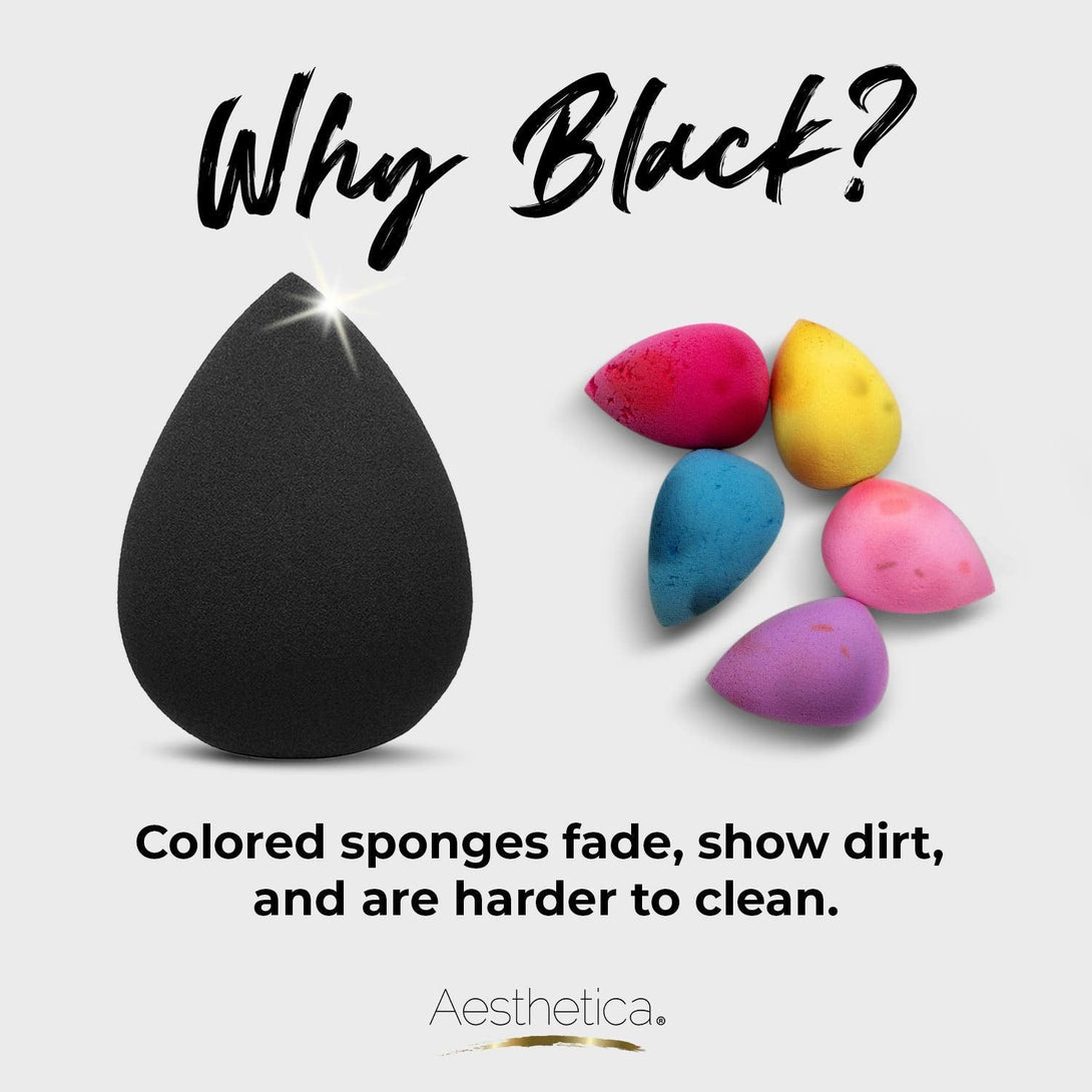 Aesthetica Cosmetics Beauty Sponge Blender - Latex Free and Vegan Makeup Sponge Blender - for Powder, Cream or Liquid Application (5 Pack)