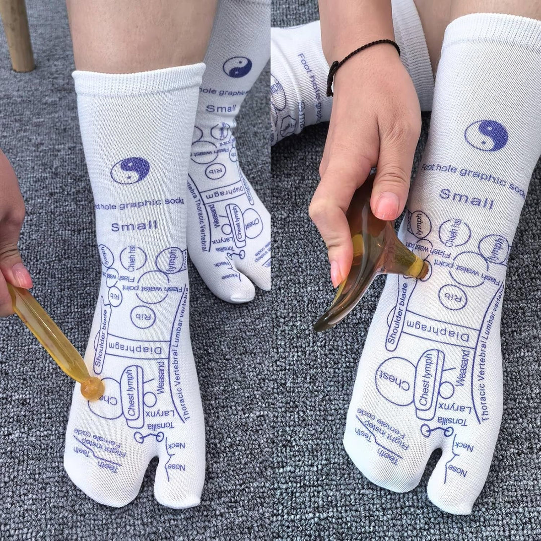 Acupressure Reflexology Socks Physiotherapy Massage Relieve Tired Feet Reflexology Socks with Massage Tools for Women and Men (Women)