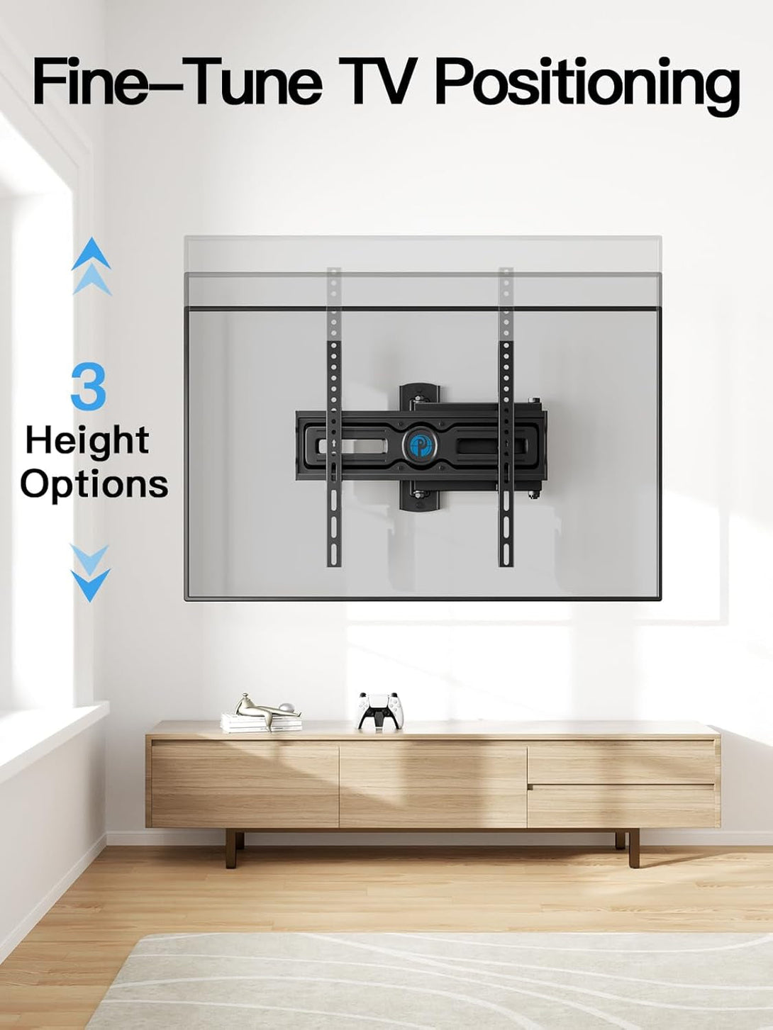 Pipishell Full Motion TV Wall Mount for Most 26-60 Inch Flat & Curved Tvs up to 77 Lbs, Adjustable Bracket Height, Single Articulating Arm, Extension, Max VESA 400X400Mm, PIMF9