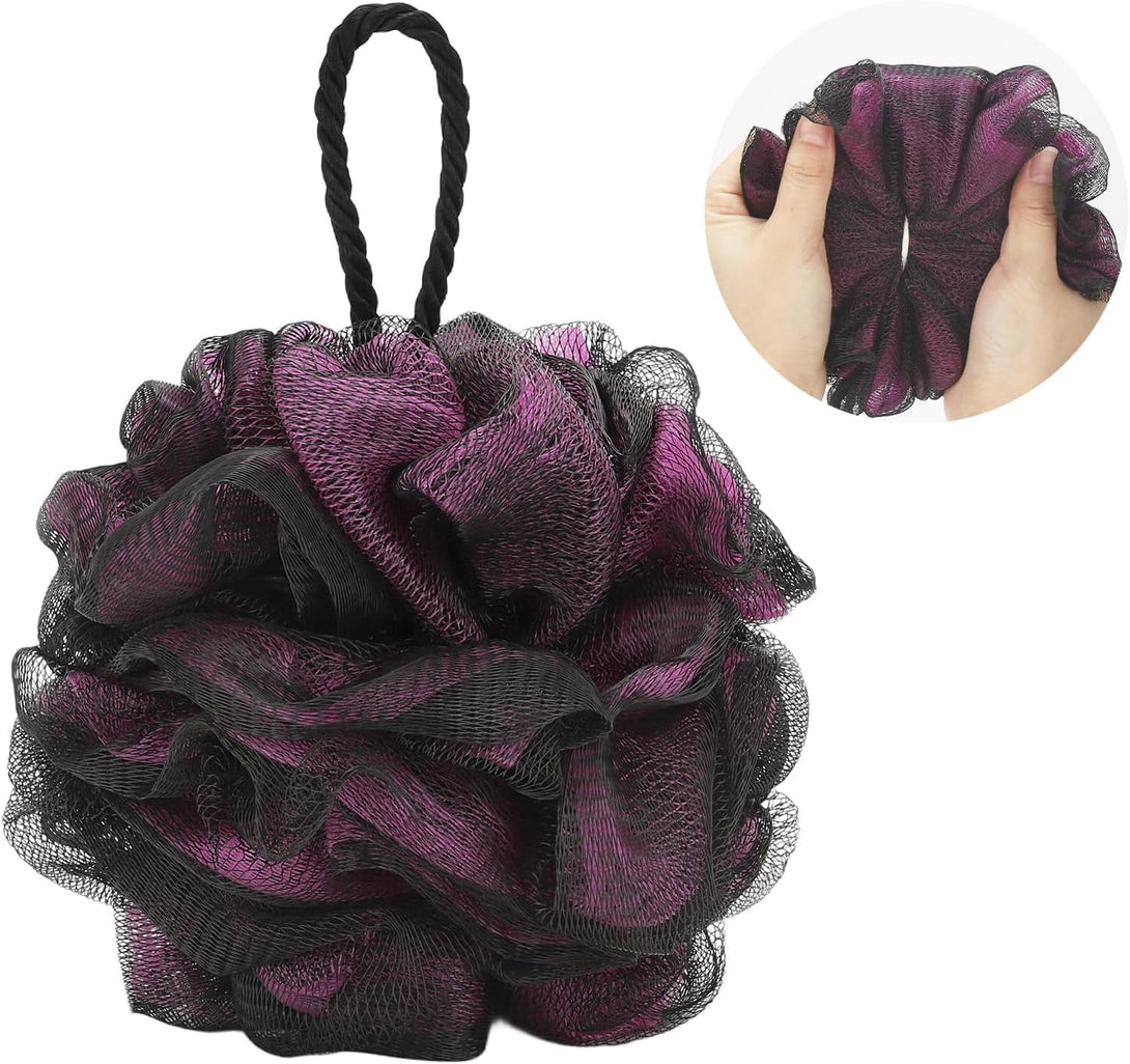Loofah Bath and Shower Sponge Pouf, Mesh Brush Ball Exfoliating Body Scrubber Ball Pack of 4 (60G/Pcs)
