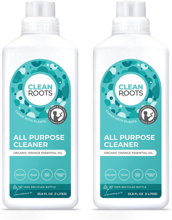 All-Purpose Cleaner, Ecogarantie Certified 100% Organic & Natural Ingredients, Scented with Organic Orange Essential Oil - Pack of Two 33.8 Fl. Oz (1 L) Bottles