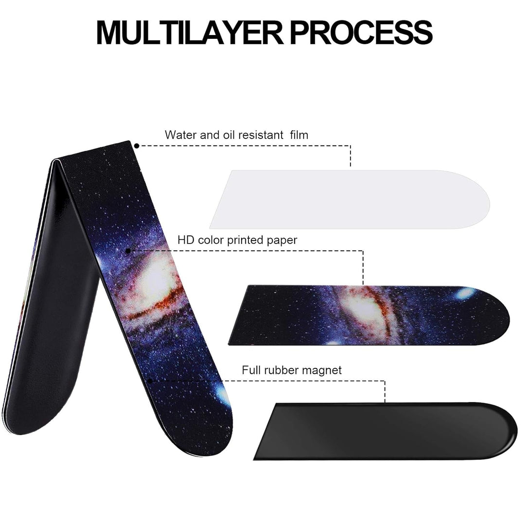 30 Pieces Universe Galaxy Magnetic Bookmark,Mwoot Starry Sky Magnet Page Book Markers Set,Assorted Magnetic Page Clips Bookmarks for Students Reading(2X6Cm,30 Styles)